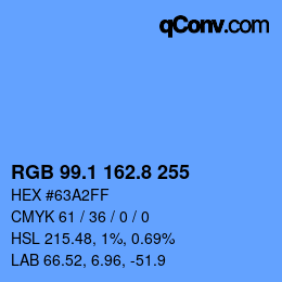 Código de color: RGB 99.1 162.8 255 | qconv.com