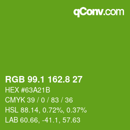 カラーコード: RGB 99.1 162.8 27 | qconv.com