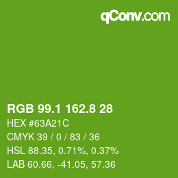 カラーコード: RGB 99.1 162.8 28 | qconv.com