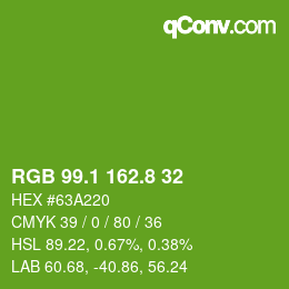 カラーコード: RGB 99.1 162.8 32 | qconv.com