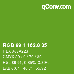 カラーコード: RGB 99.1 162.8 35 | qconv.com