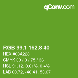 カラーコード: RGB 99.1 162.8 40 | qconv.com
