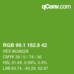 カラーコード: RGB 99.1 162.8 42 | qconv.com