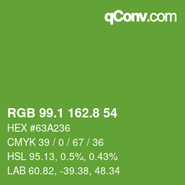 カラーコード: RGB 99.1 162.8 54 | qconv.com