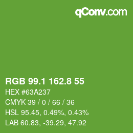 カラーコード: RGB 99.1 162.8 55 | qconv.com