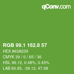 カラーコード: RGB 99.1 162.8 57 | qconv.com