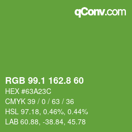 カラーコード: RGB 99.1 162.8 60 | qconv.com