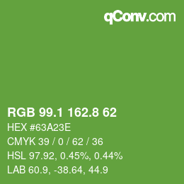 カラーコード: RGB 99.1 162.8 62 | qconv.com