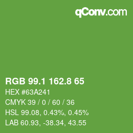 カラーコード: RGB 99.1 162.8 65 | qconv.com