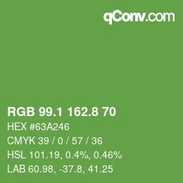 カラーコード: RGB 99.1 162.8 70 | qconv.com