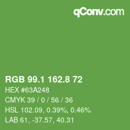 カラーコード: RGB 99.1 162.8 72 | qconv.com