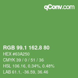 カラーコード: RGB 99.1 162.8 80 | qconv.com