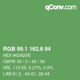 カラーコード: RGB 99.1 162.8 94 | qconv.com