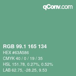 カラーコード: RGB 99.1 165 134 | qconv.com