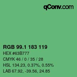 カラーコード: RGB 99.1 183 119 | qconv.com