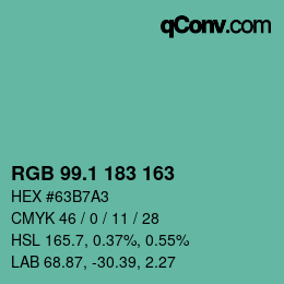 カラーコード: RGB 99.1 183 163 | qconv.com