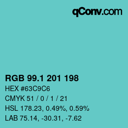 Color code: RGB 99.1 201 198 | qconv.com