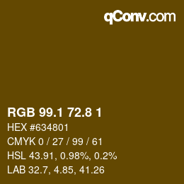 Color code: RGB 99.1 72.8 1 | qconv.com