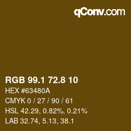 Color code: RGB 99.1 72.8 10 | qconv.com