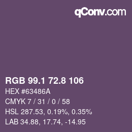 Farbcode: RGB 99.1 72.8 106 | qconv.com