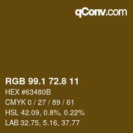カラーコード: RGB 99.1 72.8 11 | qconv.com