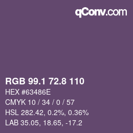 Color code: RGB 99.1 72.8 110 | qconv.com