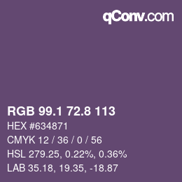 カラーコード: RGB 99.1 72.8 113 | qconv.com