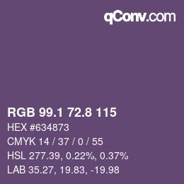 カラーコード: RGB 99.1 72.8 115 | qconv.com