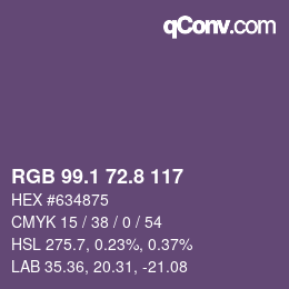 Color code: RGB 99.1 72.8 117 | qconv.com