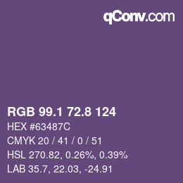 カラーコード: RGB 99.1 72.8 124 | qconv.com