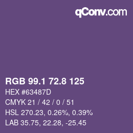 カラーコード: RGB 99.1 72.8 125 | qconv.com