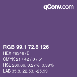 カラーコード: RGB 99.1 72.8 126 | qconv.com