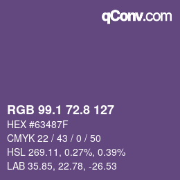 Color code: RGB 99.1 72.8 127 | qconv.com