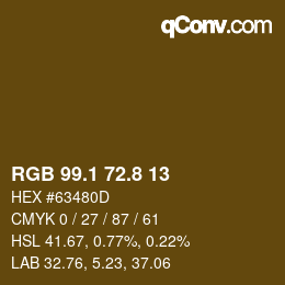 Color code: RGB 99.1 72.8 13 | qconv.com