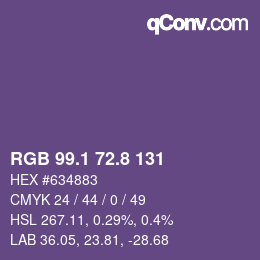 カラーコード: RGB 99.1 72.8 131 | qconv.com