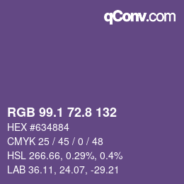 Color code: RGB 99.1 72.8 132 | qconv.com