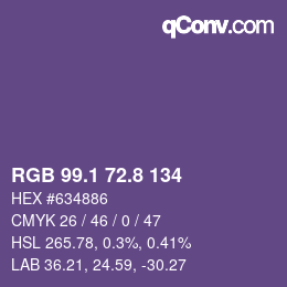 カラーコード: RGB 99.1 72.8 134 | qconv.com