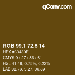 Farbcode: RGB 99.1 72.8 14 | qconv.com