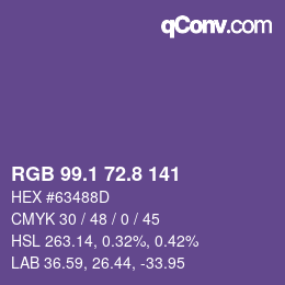 カラーコード: RGB 99.1 72.8 141 | qconv.com