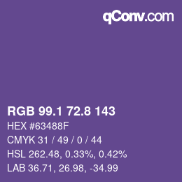 カラーコード: RGB 99.1 72.8 143 | qconv.com