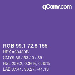 カラーコード: RGB 99.1 72.8 155 | qconv.com
