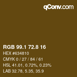 カラーコード: RGB 99.1 72.8 16 | qconv.com