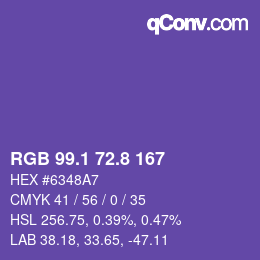 カラーコード: RGB 99.1 72.8 167 | qconv.com