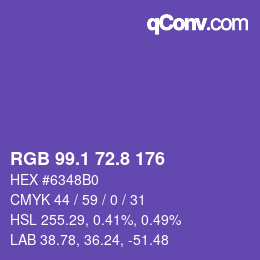 カラーコード: RGB 99.1 72.8 176 | qconv.com