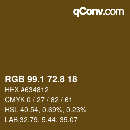 Color code: RGB 99.1 72.8 18 | qconv.com