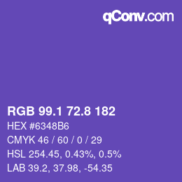 カラーコード: RGB 99.1 72.8 182 | qconv.com