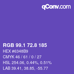 カラーコード: RGB 99.1 72.8 185 | qconv.com