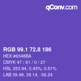カラーコード: RGB 99.1 72.8 186 | qconv.com