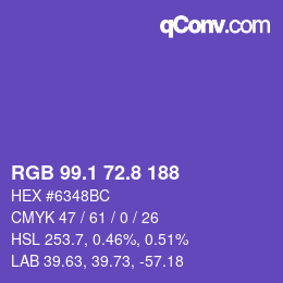 カラーコード: RGB 99.1 72.8 188 | qconv.com