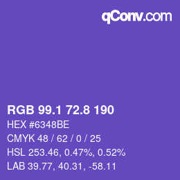 カラーコード: RGB 99.1 72.8 190 | qconv.com